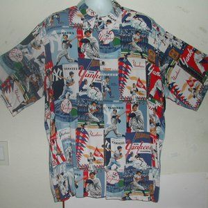 Mens XXL REYN SPOONER~Bronx Bombers-YANKEES Spun Cotton HAWAIIAN Camp Shirt NW0T
